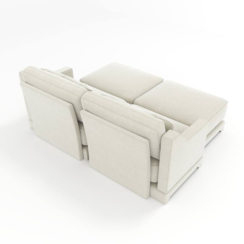 GDFStudio- Crespin Chenille Two-Seater Sofa With 2 Ottoman