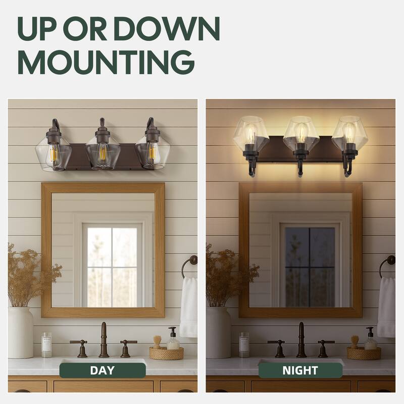 Modern 3/4-Light Bathroom Vanity Light in Oil-Rubbed Bronze/Gold