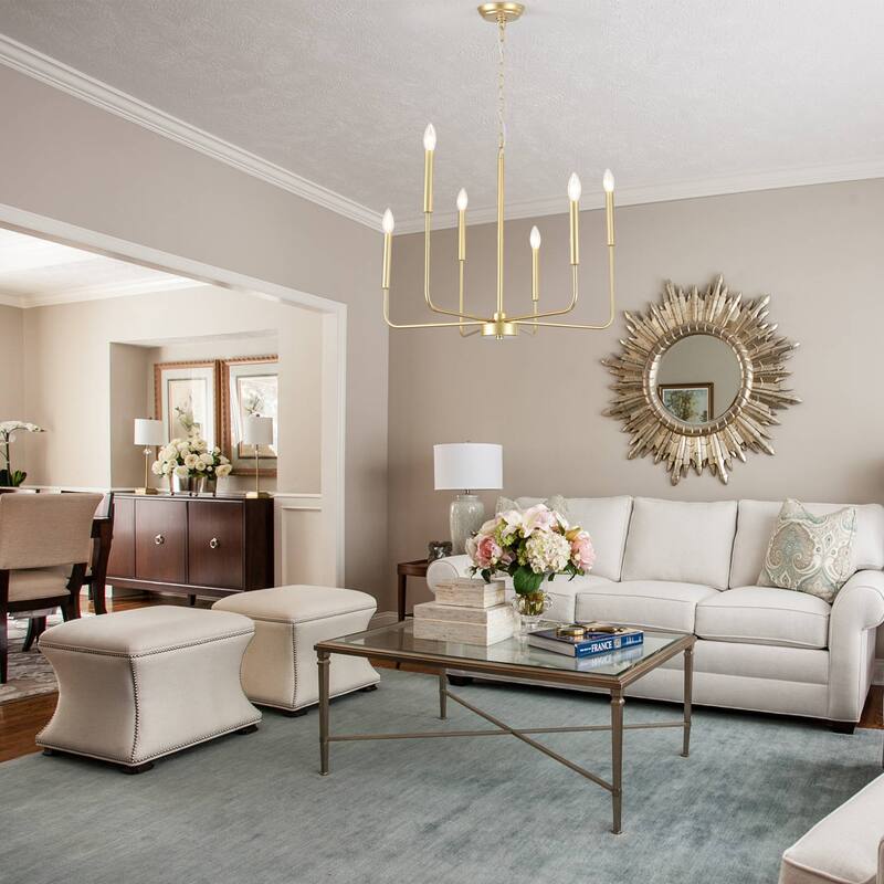 6-Light Candlestick Hanging Linear Chandelier Lighting Ceiling Light for Kitchen Island