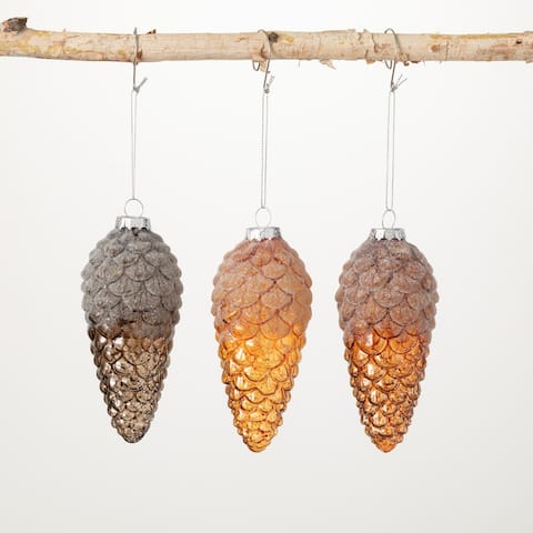 Pearlescent Pinecone Ornaments - Set of 3