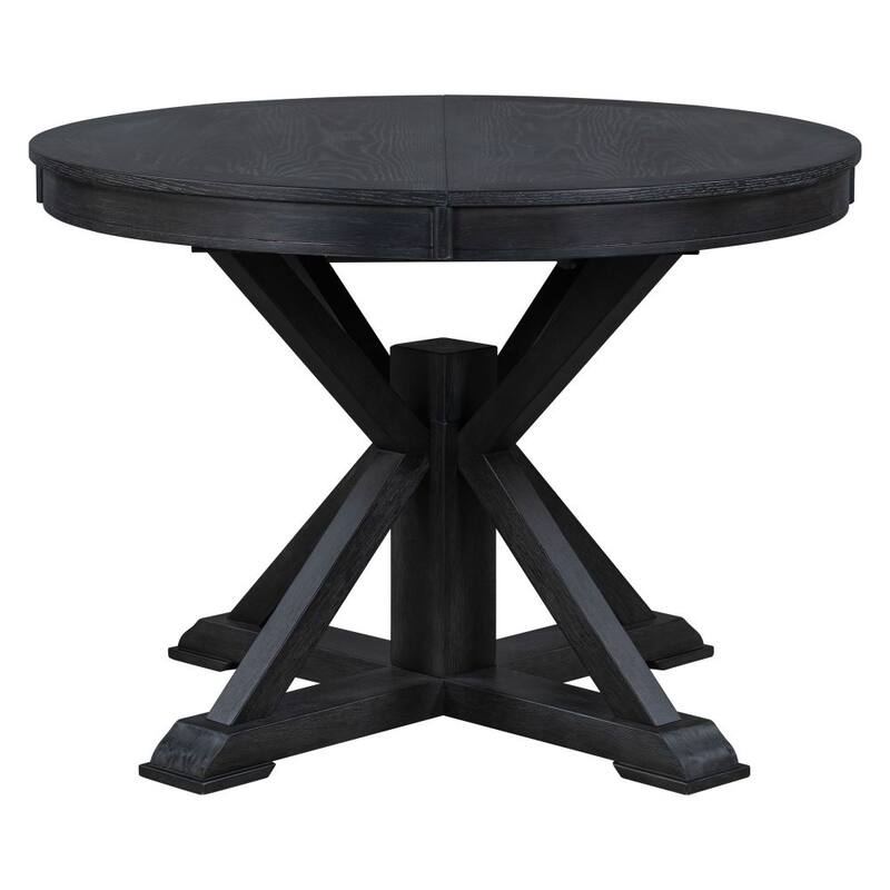 Functional Furniture Retro Style Dining Table Set with Extendable Table and 4 Upholstered Chairs