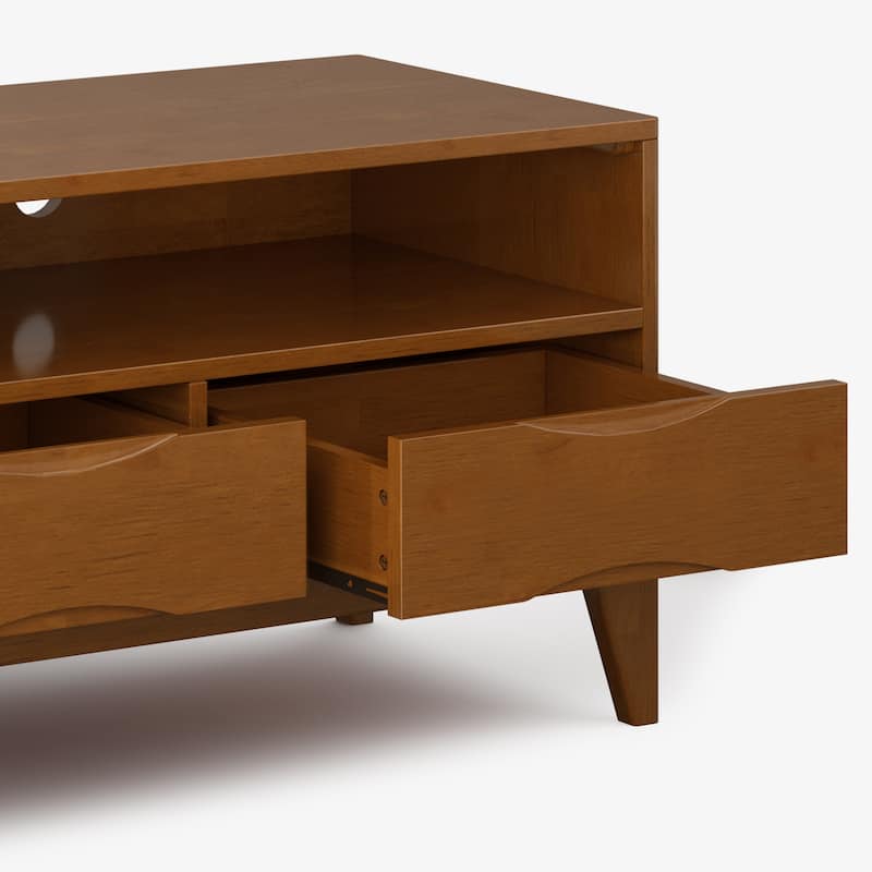 WYNDENHALL Pearson SOLID HARDWOOD 60 inch Wide Mid Century Modern TV Media Stand For TVs upto 65 inches - 60"w x 19"d x 22" h