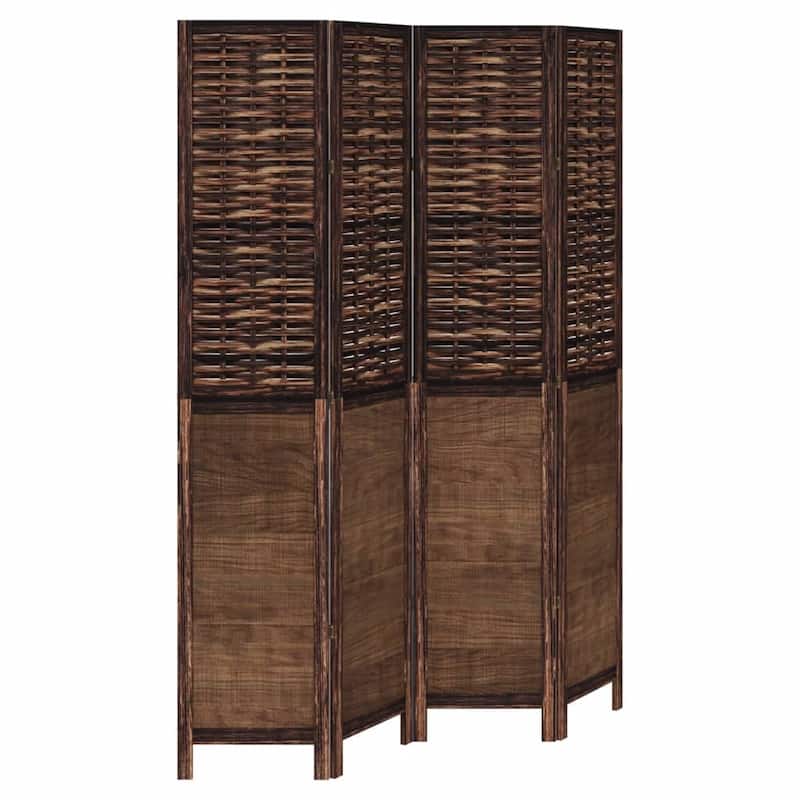 vidaXL Room Divider Privacy Screen Living Room Dark Brown Solid Wood Paulownia