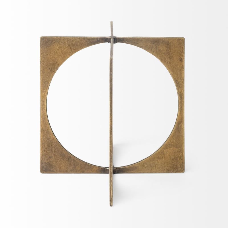 Burnished Gold Metal Circle Square Sculpture