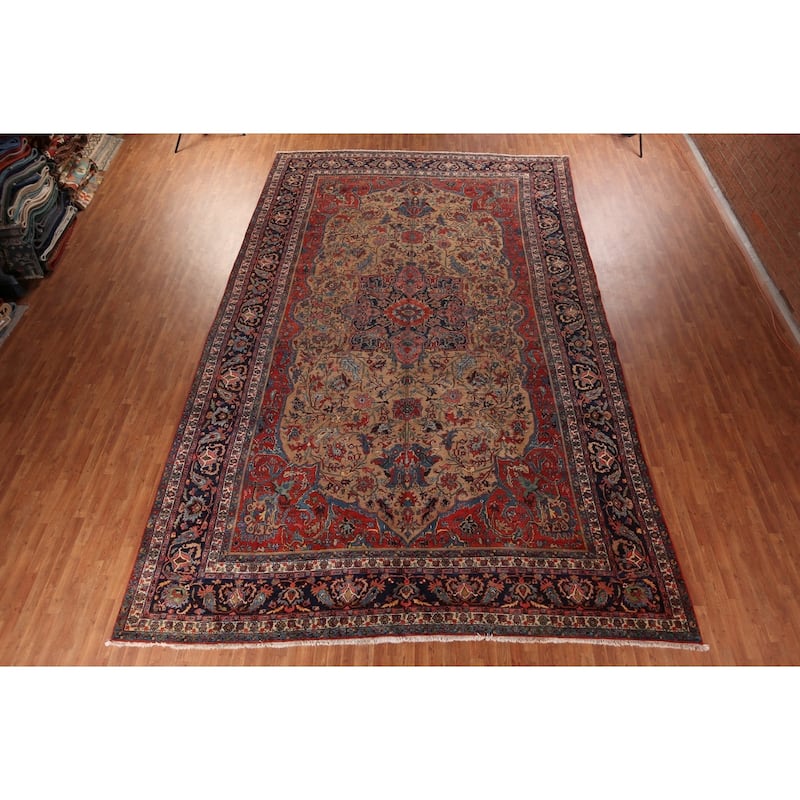 Vegetable Dye Bidjar Antique Persian Large Rug Handmade Wool Carpet - 12'0"x 18'5"