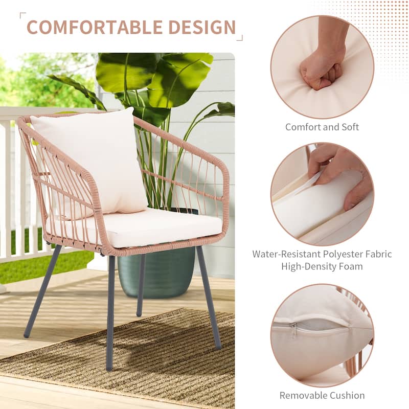 Outdoor 3-Piece Party Conversation Set With Coffee Table