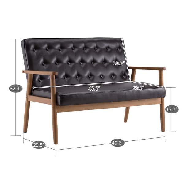 Shop Retro Pu Leather Lounge Chair Bench Loveseat Couch Sofa Overstock 31721313