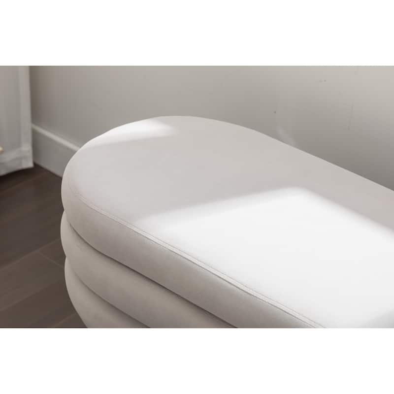 Featured Velvet Upholstered Footrest End of Bed Bench, Storage Stool Indoor Stool Casual Stool with Flipping Lid