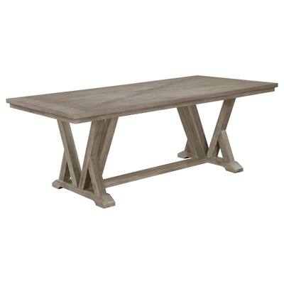 Elia Dining Table with Trestle Base, Rectangular Gray Acacia 82 Inch