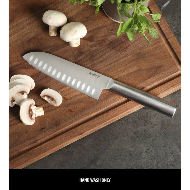Babish High Carbon 1.4116 German Steel Full Tang 6.5-Inch Santoku Knife - for Chopping, Slicing, Dicing & Precision Prep
