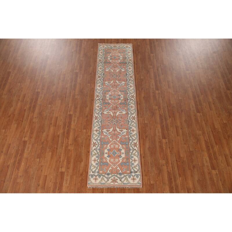 Oushak Indian Runner Rug Handmade Wool Carpet - 2'6"x 9'11"