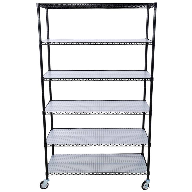 6 Tier 6000lbs Capacity Adjustable Metal Storage Rack with Wheels