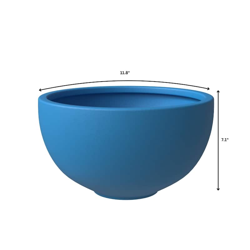 Iris Modern Minimalist Round Fiberstone and MGO Clay Planter With Drainage Holes for Indoor Outdoor Home Office Yard Patio Decor