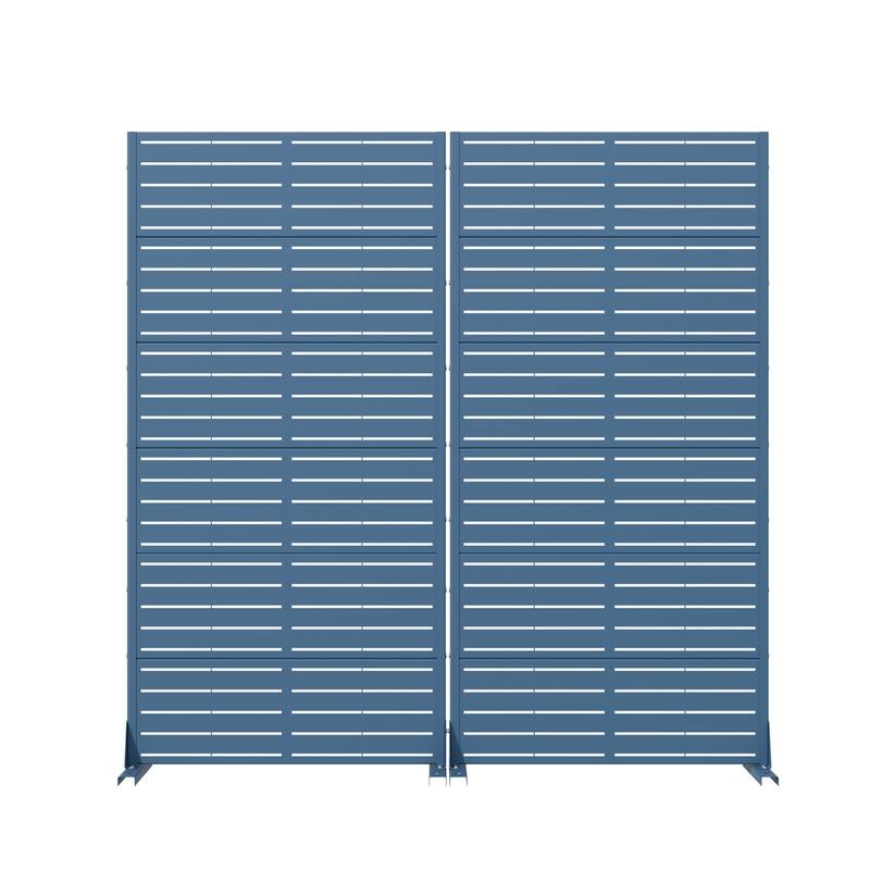 Outdoor Privacy Screen with Stand for Patio Garden Metal Fence Set of 2