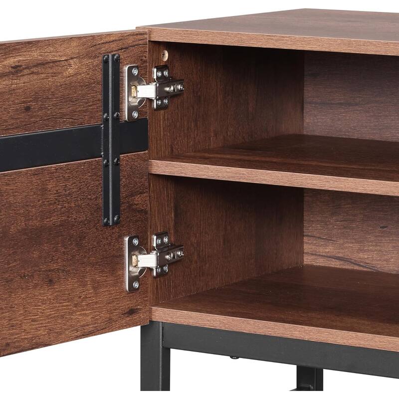 WAMPAT Modern TV Stand for TVs up to 50 inch TV, 2 in 1 Entertainment Center TV Console with Storage Cabinets and Metal Base