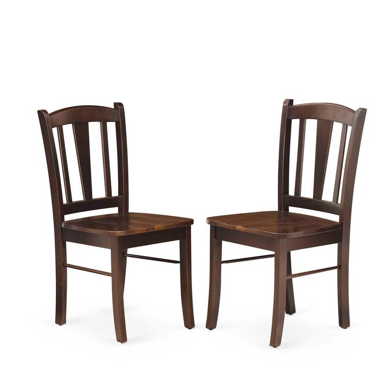 HomeStock 5-Piece Mahogany Finish Solid Wood Top Dining table with 4 Chairs with Drop Leaf Slat Back
