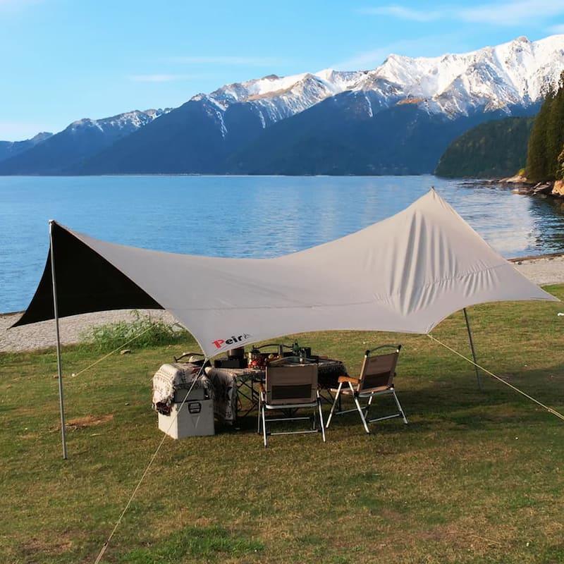 Camping Tent Tarp Waterproof Sun Shade Canopy - Beige