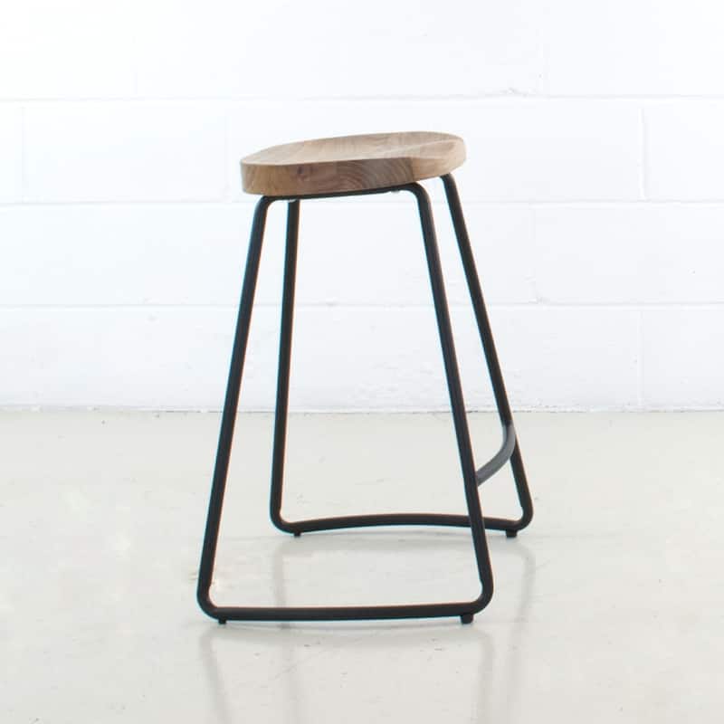 (Set of 2) Saddle 26" Solid Wood Counter Height Bar Stool