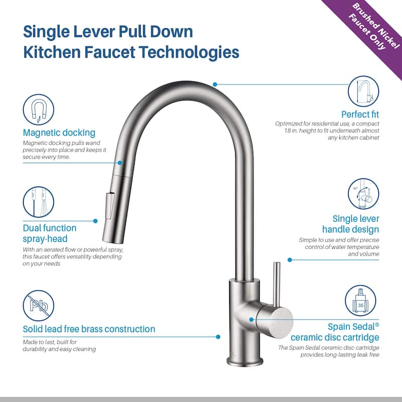 Blossom Solid Pull-Down Kitchen Faucet w/ 360 Swivel, Single Handle