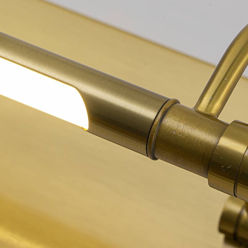 23.1" W Mid-Century Modern Gold Double Arm LED 3000K Barthroom Mirror/Picture Wall Light - 21.3 in. W x 4.3 in. H x 6.7 in. D