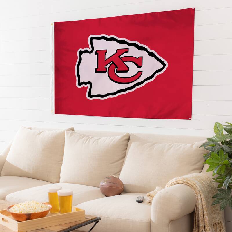 Kansas City Chiefs Single Sided Flag w/ 2 Grommets, 3'x5' - Multi
