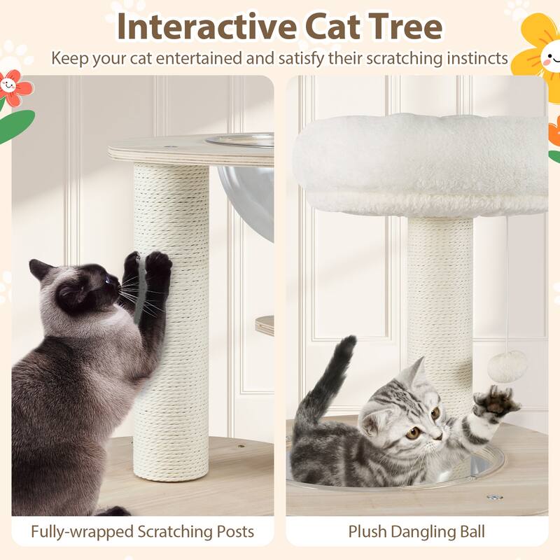 Gymax 52'' Tall Wooden Cat Tree w/Condo Perch Space Capsule Scratching