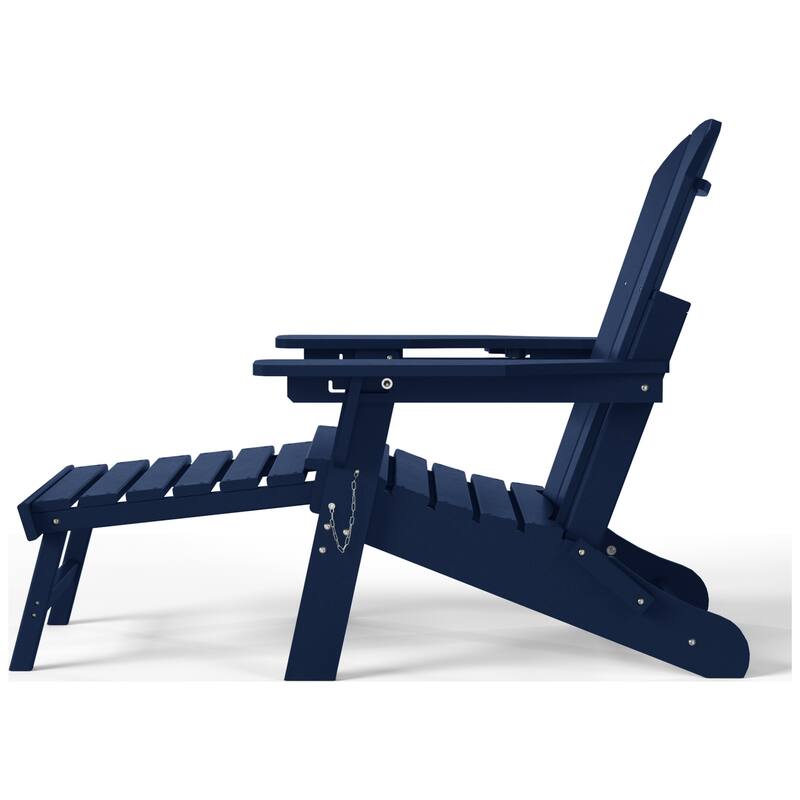 Laguna Outdoor Folding Adjustable Adirondack Chair with Hideaway Ottoman & Round Side Table