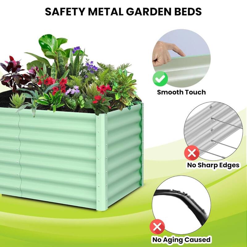 8x4x2ft Galvanized Raised Garden Bed, Planter Boxes Outdoor for Vegetables, Herbs, Flowers