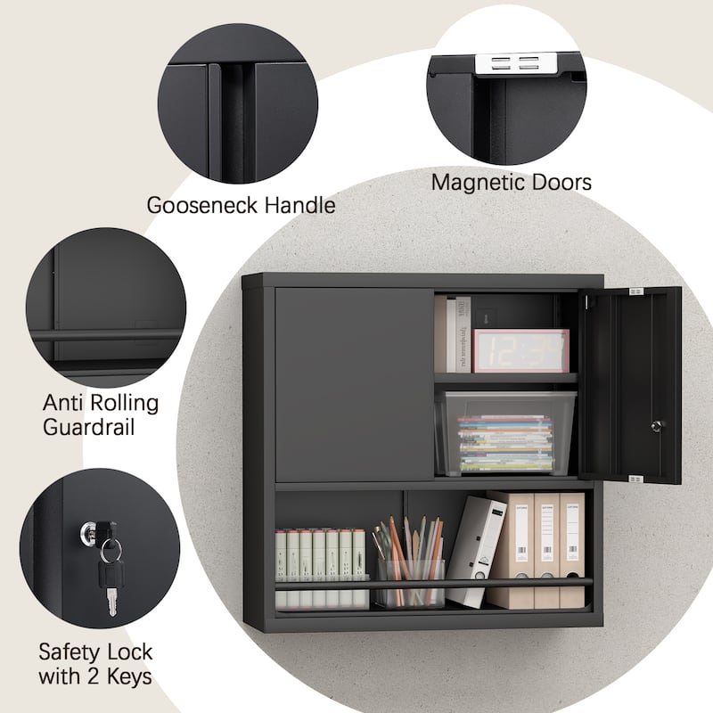 2 Doors Metal Storage Cabinet Kitchen Pantry Cabinet With Adjustable Shelves Tall Steel Cabinet Locker