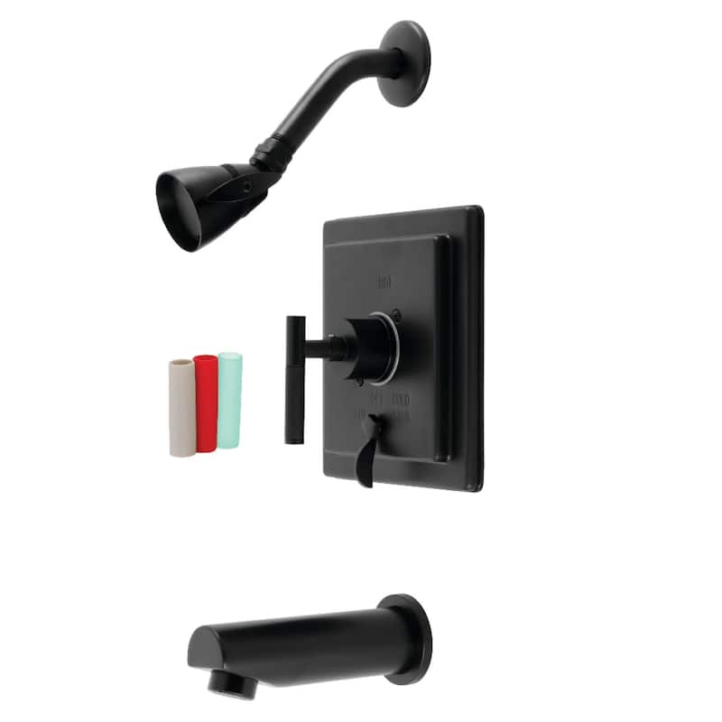 Kingston Brass Kaiser Tub and Shower Trim Package with 1.8 GPM Single - Matte Black