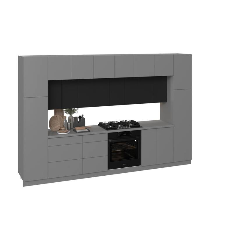 Kitchen Luxe Collection Gray & Black Color Base Size 12Ft Wide - 143x24 - Black