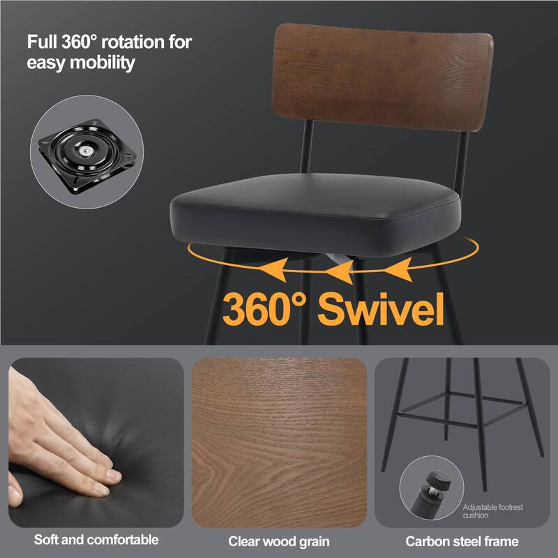 Faux Leather Upholstered Swivel Counter/Bar Stools Set of 2/3/4