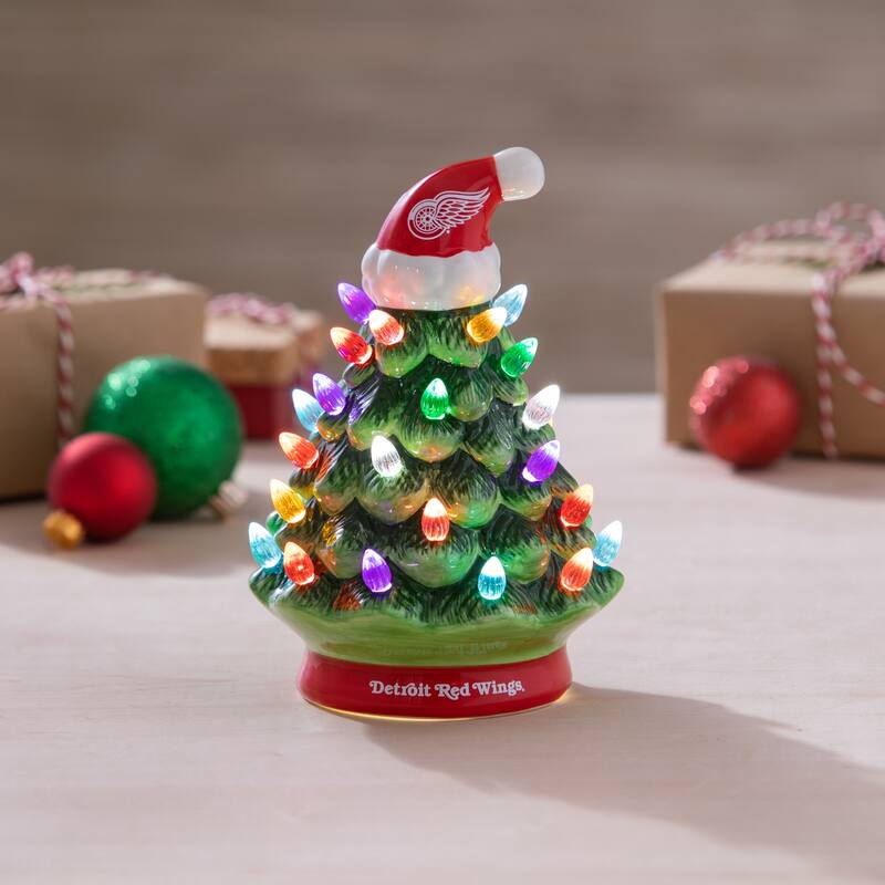 8" LED Ceramic Tabletop Christmas Tree, Detroit Red Wings
