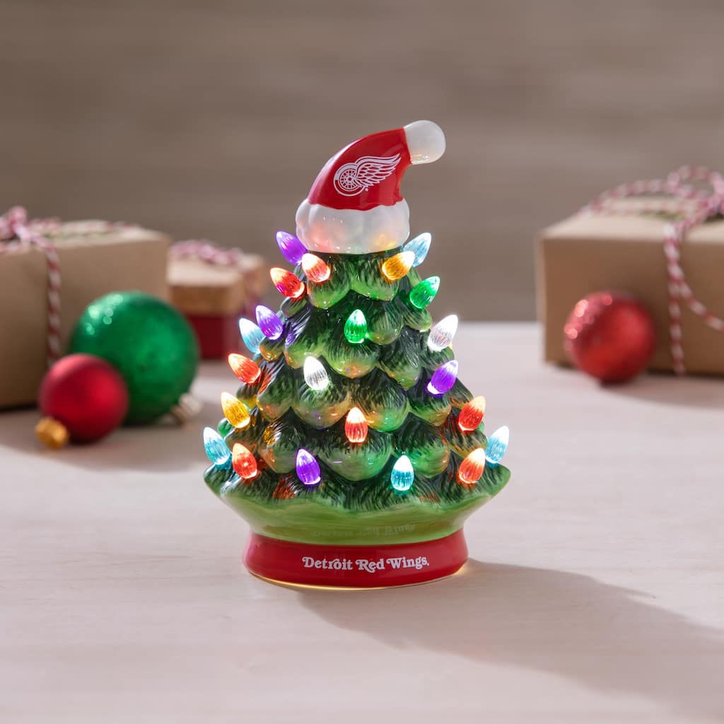 8" LED Ceramic Tabletop Christmas Tree, Detroit Red Wings