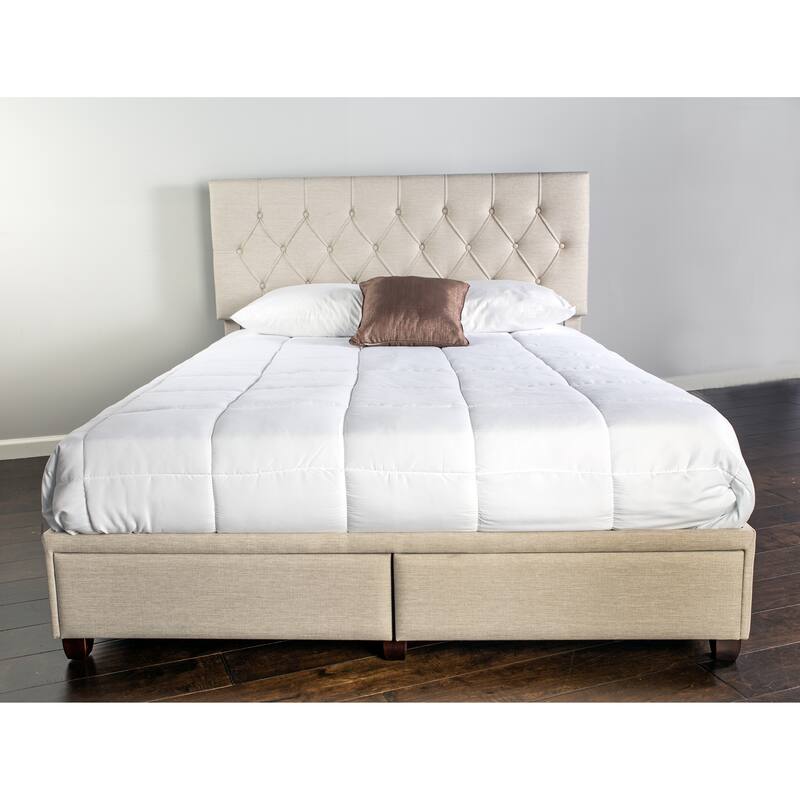 Queen Size Upholstered Storage Bed with Polyester Fabric
