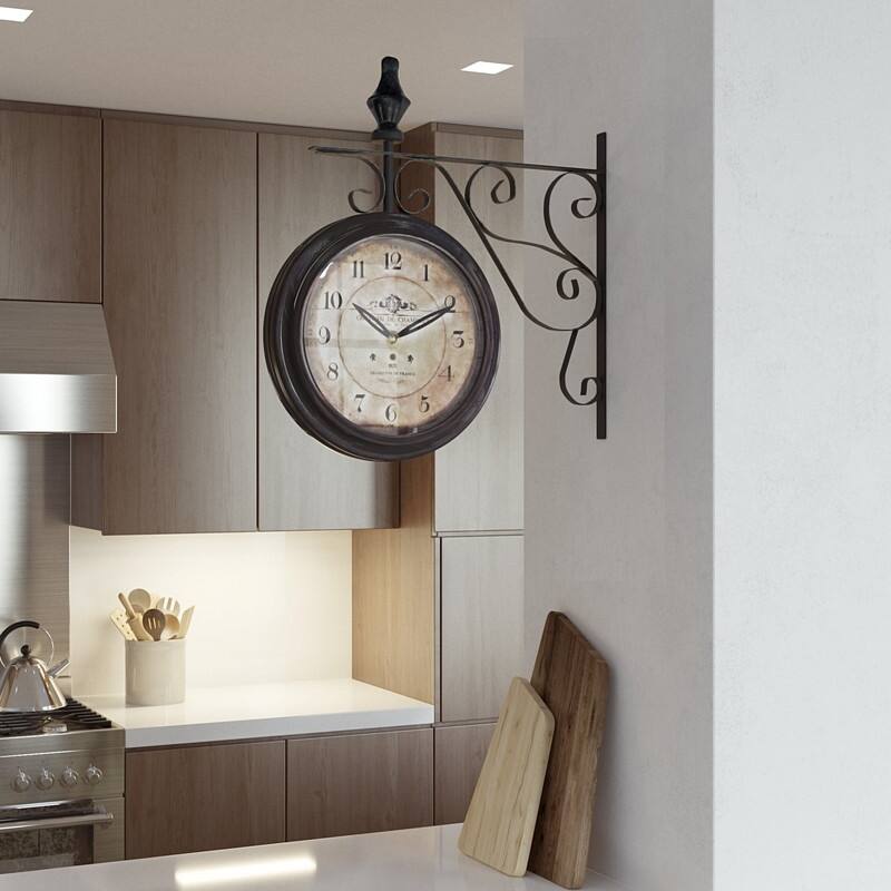 Double Sided Iron Wall Clock