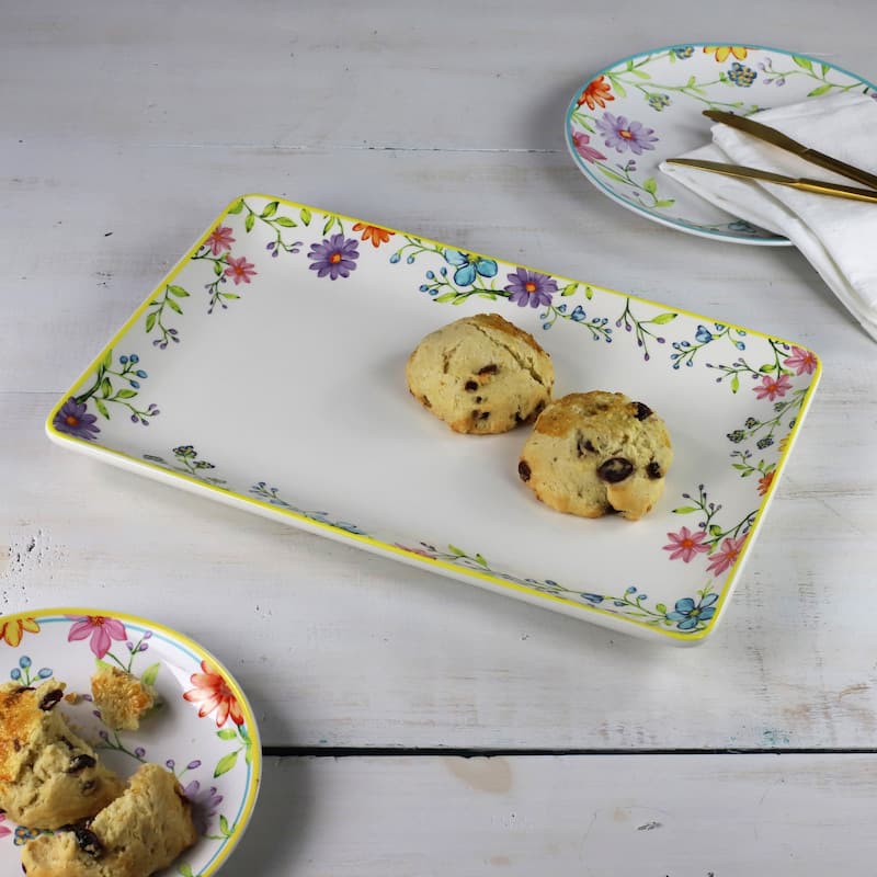 Euro Ceramica Charlotte 16.5" Rectangular Serving Platter - 16.5 in. x 10.63 in. x 1.18 in.