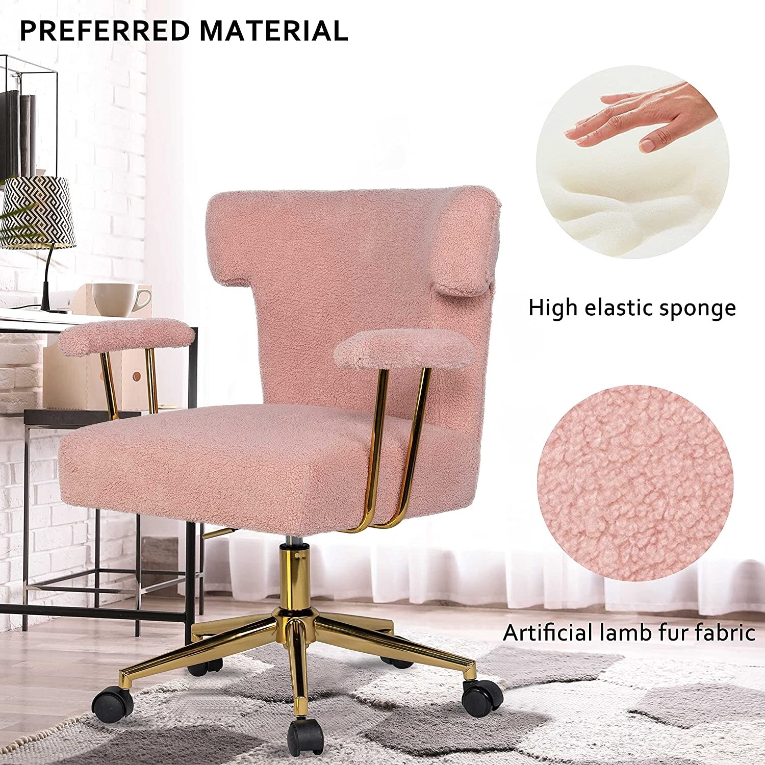 Furry Office Desk Chairs Living Room Chair Reception Arm Chair