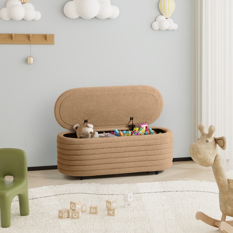 Bayville Sherpa Polyester Flip Top Storage Ottoman - 42"