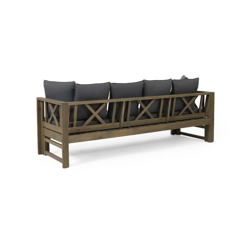 Long Beach Outdoor Extendable Acacia Wood Daybed Sofa by Christopher Knight Home