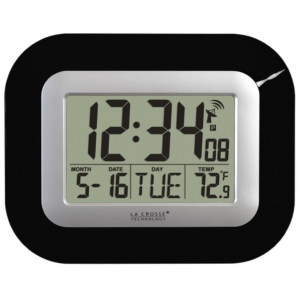 La Crosse Technology WT-8005U-B Digital Atomic Wall Clock, Black