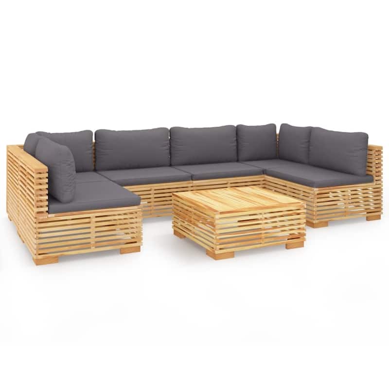vidaXL 3 Piece Patio Lounge Set with Cushions Solid Wood Teak - 27.4" x 27.4" x 23.6"