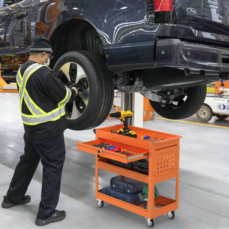 3 Tray Rolling Tool Cart, 400 LBS Capacity Mechanic Tool Carts on Wheels - 13.9 x 32.9 x 30 inches