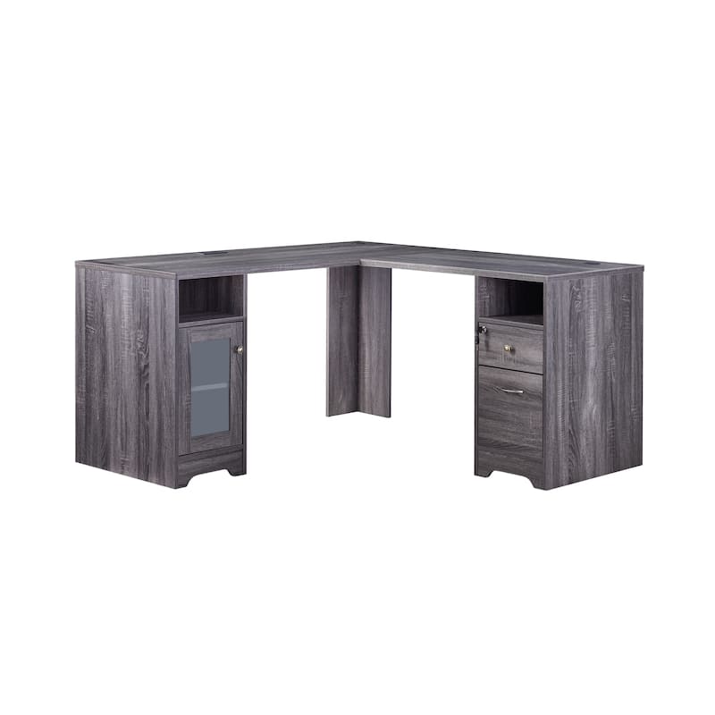 Barlon Transitional 59-inch L-shaped Computer Desk with USBs by Furniture of America