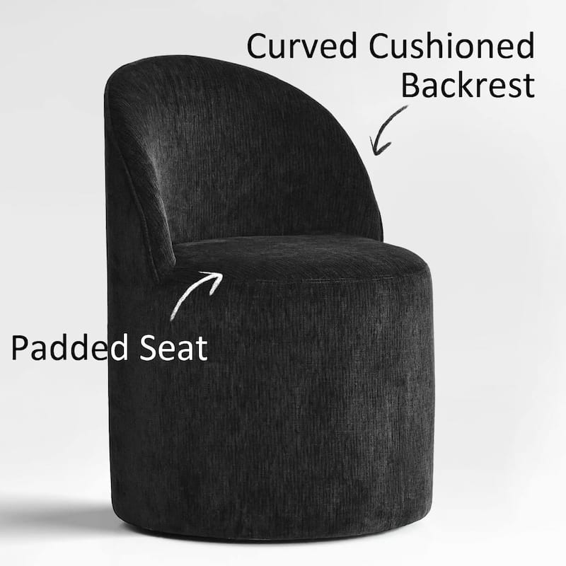Chenille Upholstered Dining Chair with Castors (Set of 4)