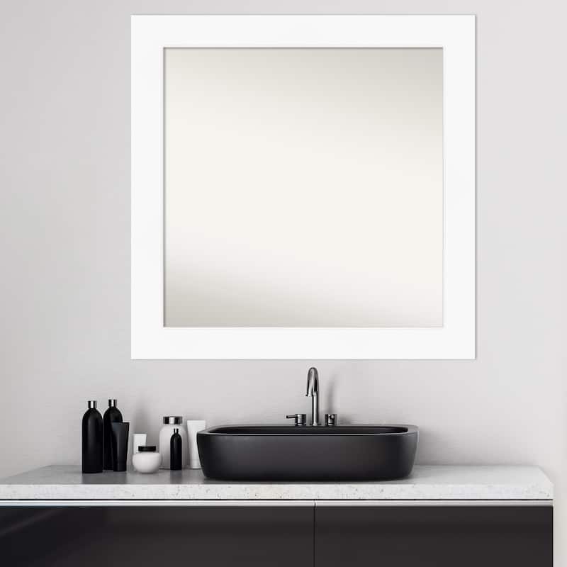 Non-Beveled Bathroom Wall Mirror - Cabinet White Frame