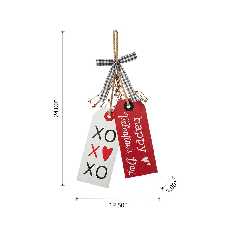 Glitzhome 24"H Wooden Valentine's Day/Patriotic/Americana/Easter Doorknob Hanging Decor