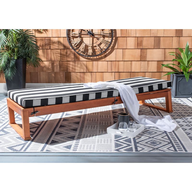 SAFAVIEH Outdoor Kaliyah Solid Wood Chaise Lounge Chair - 25Wx81Dx37H