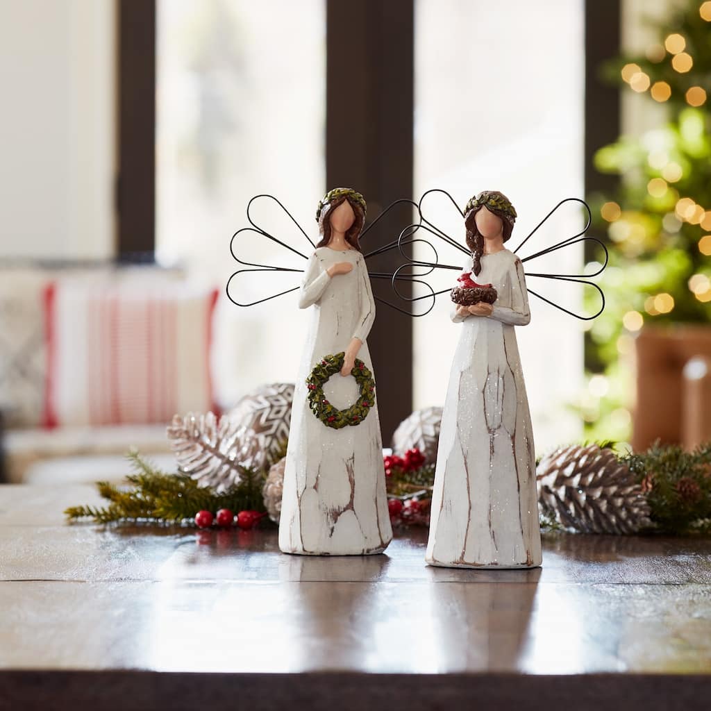 Glittered Angel Christmas Figurines - 11.5" - Set of 2