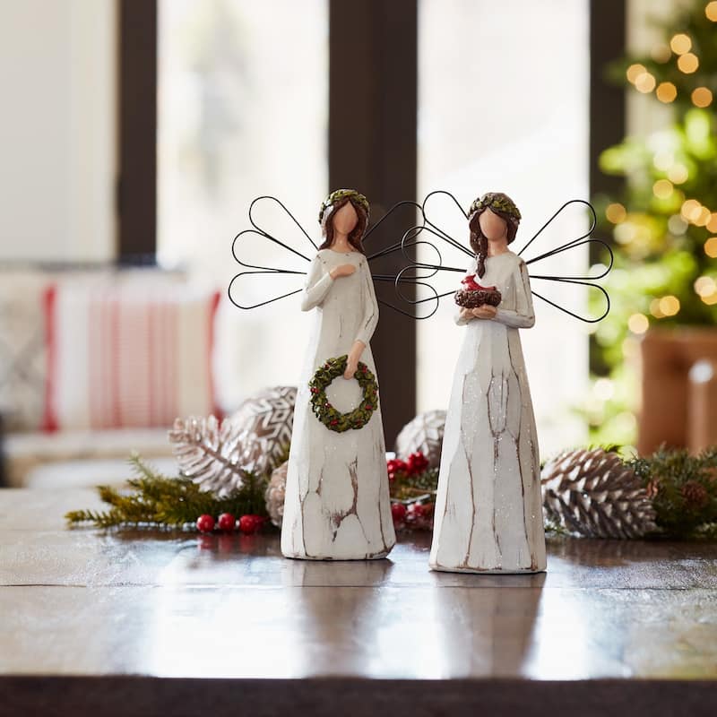 Glittered Angel Christmas Figurines - 11.5" - Set of 2